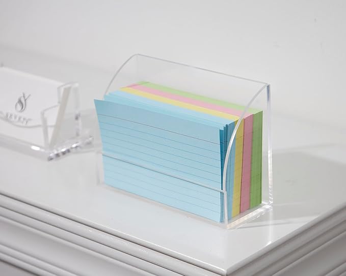 SEVENY 1 PACK 3x5 Acrylic Index Card Holder Business Card Display Stand for Desk File Note Clear Postcard Stand Index Card Rack Acrylic Business Card Stand for Office Business Classroom (No Card)