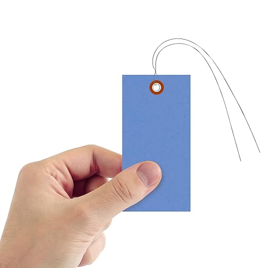 SmartSign (Pack of 100) 4.75 x 2.375 inch “Blue” Blank Tyvek Shipping Tags with Wire, Size #5, 8 mil Thick Tyvek