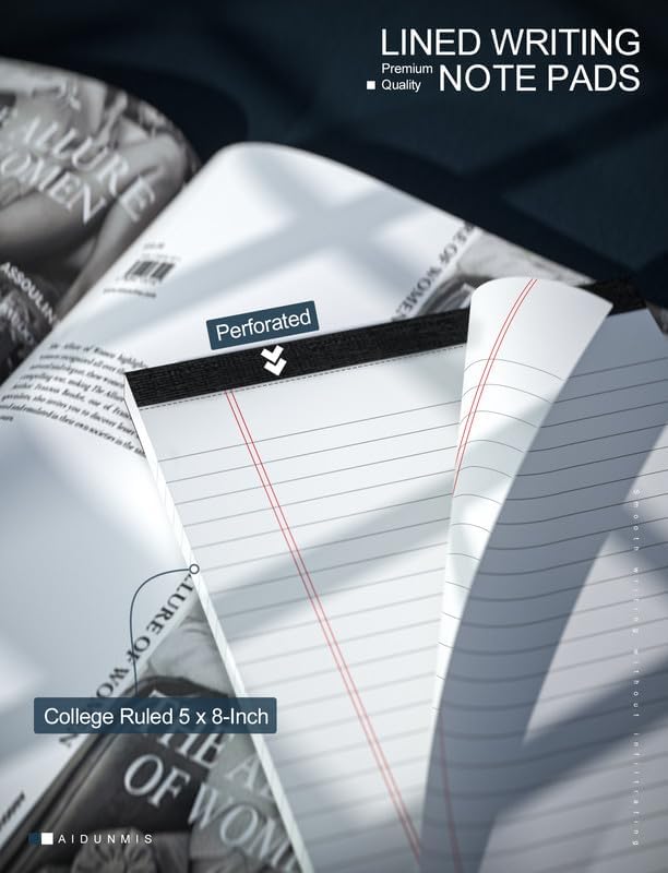 8 Pack Office Legal Pads 5x8" Lined Writing Note Pads 5x8 for Home Office Supplies Small To Do List Notepad Legal Pad Narrow Ruled Notebook 80GSM Paper for School White 30 Sheets per Notepads for Work