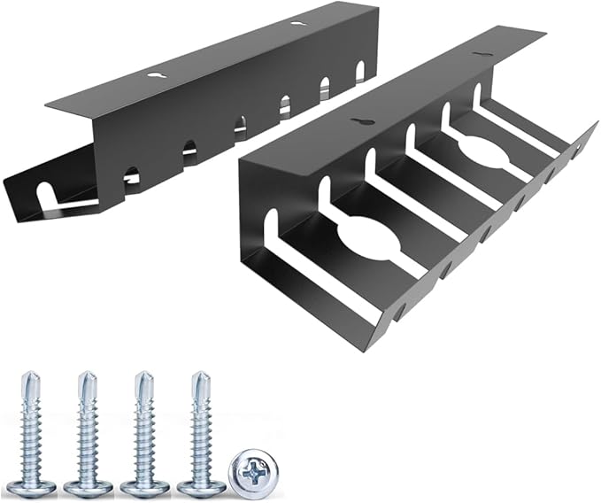 QiaoYoubang 2 Pcs of Cable Management Under Desk for Easy Mounting Metal Under Desk Cable Organizer for Office, Home Cable Tray Holder (UnderDeskCM)