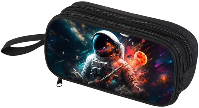 HiGaits Pencil Case for Boys,Multi-Slot Large Capacity Pencil Pouch with Soft Zipper, Durable Pen Box Astronaut