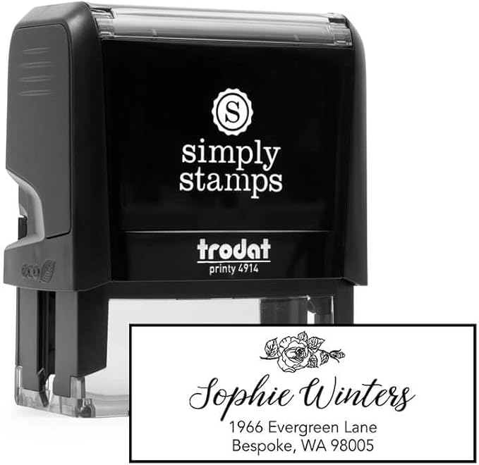 Custom Floral Address Stamp | Choose from 12 Designs | Multiple Ink Color Options | Envelope Return Address Stamp for Couple or Family (Design 6, Medium)