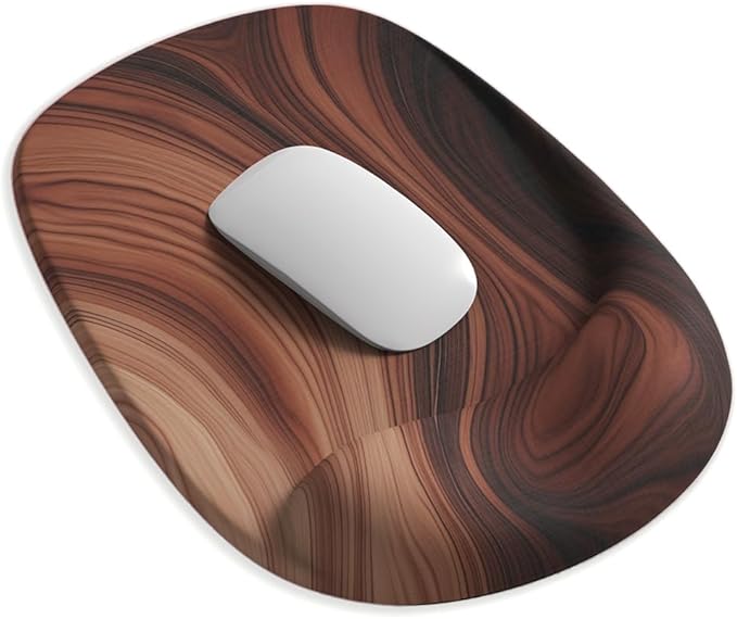ErgoEase Ergonomic Mouse Pad with Gel Wrist Support - Premium Lycra Fabric, Non-Slip, Ideal for Laptop & Desktop, Office & Gaming，Desk Accessories (07Walnut Grain)