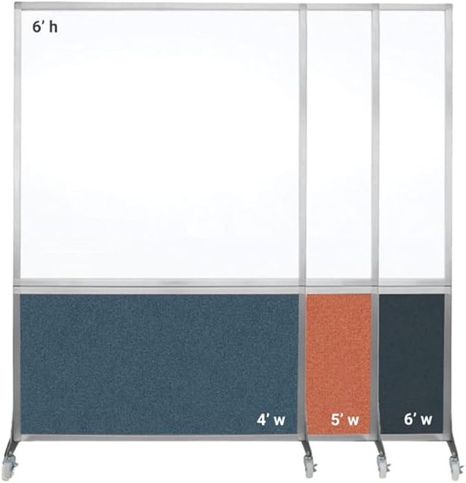 DivideWrite Mobile Whiteboard | Double Sided Dry Erase Board | Portable Office Cubicle Partition | Display for Classrooms, Conference Rooms, Meeting Areas and More | Black Fabric 5' Wide X 6' Tall