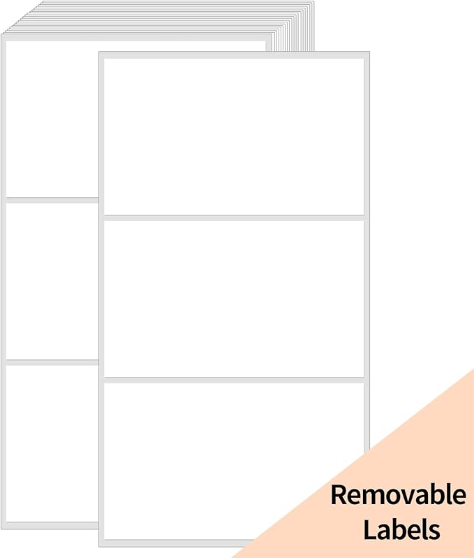 STARLIBOO Removable Colored Labels Stickers, 3X5 Inch Removable Large Label Stickers for Moving Boxes and Storage Bins- Waterproof- Tear Resistant (White)