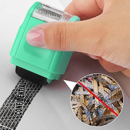 Nezyo 2 Pack Identity Protection Roller Stamp Identity Theft, Confidential, Privacy Roller Stamp Information Blocker and 4 Pack Refill Ink for ID Account Data Address Security(Mint)