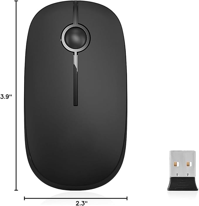 VssoPlor Wireless Mouse, 2.4G Slim Portable Computer Laptop Mouse with Nano Receiver Quiet Silent Optical Mice for Notebook, PC, Laptop, Computer-Black