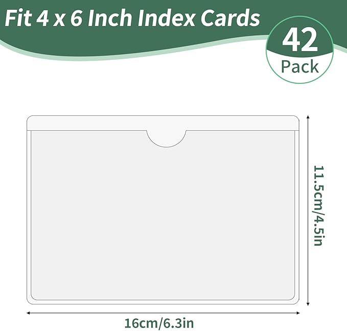 NIUBIER Storage Bin Labels, 42 Pack 4x6 Index Card Holder, Clear Adhesive Pockets, Removable Tote Labels Stickers for Packing Moving Box & Containers, Easy Peel Off