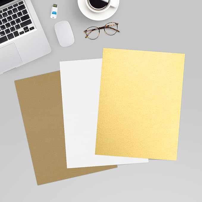 LUXPaper 8.5" x 11" Cardstock | Letter Size | Gold Metallic | 105lb. Cover (192lb. Text) | 50 Qty