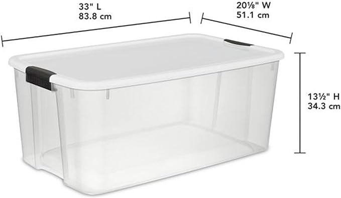 Sterilite 8-Pack Ultra Latching Box, Storage Bins with Lids, Clear Plastic, 116 Quart - Heavy-Duty Organizing Containers for Closet, Bathroom, and Office
