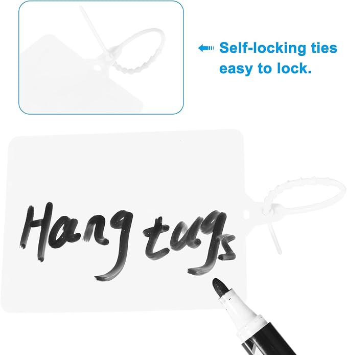 MECCANIXITY Plastic Seals Shipping Tags, for Basket Labels Cable Labels Tags Product Identification Tags, Logistics Marking, Outdoor Tagging, 3.1x3.9 Inch White 100Packs