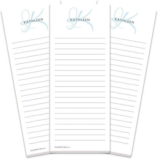 Current Initial Personalized Lined Notepad Set – Set of 3, 50-Sheet Pads, 3¼ x 8 Inches, Great for Graduations and Personalized Gifts, Printed in the USA
