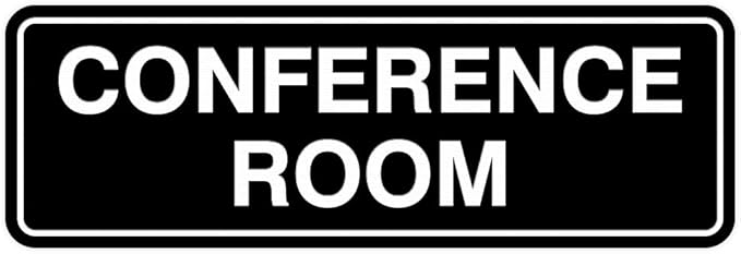 Standard Conference Room Sign - Black - Large 1 Pack
