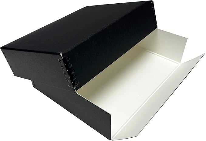 Lineco Museum Archival Storage Box, 9.25x11.75x3 in. Drop Front Design. Acid-Free with Metal Edge. Organize Photos, Pictures, Prints, Documents, Crafts, DIY. Black, 2 Pack