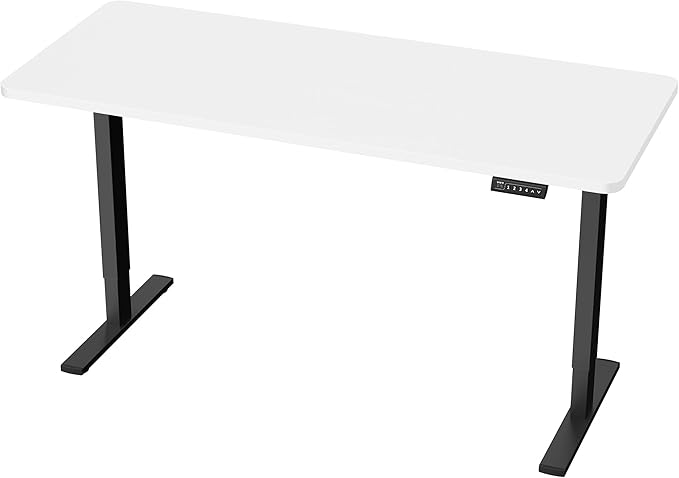 VIVO Electric 60 x 24 in Standing Desk, Memory Height Adjustment, 1B Series, Holds 220 lbs, One-Piece White Top, Black Frame, DESK-KIT-1B6W