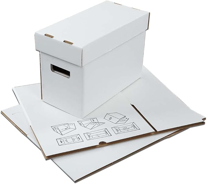 ANDPLAY 10 Pcs Comic Books Storage Boxes With Lids Short Holds 150-175 Stackable Durable Archive White Comic Book Storage