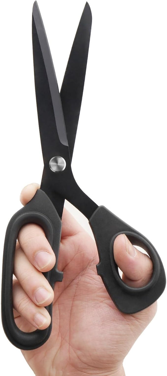 Zicolu 10 inch Black Office Scissors All Purpose, Sewing Scissors for Fabric Cutting, Sharp Titanium Coated Blade, Comfort Grip Soft Handles for Diy Craft, Paper, Art, School, Home