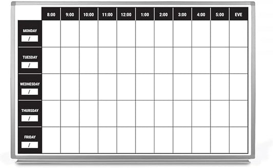 Work Week Dry-Erase Scheduling Whiteboard 48" x 36"