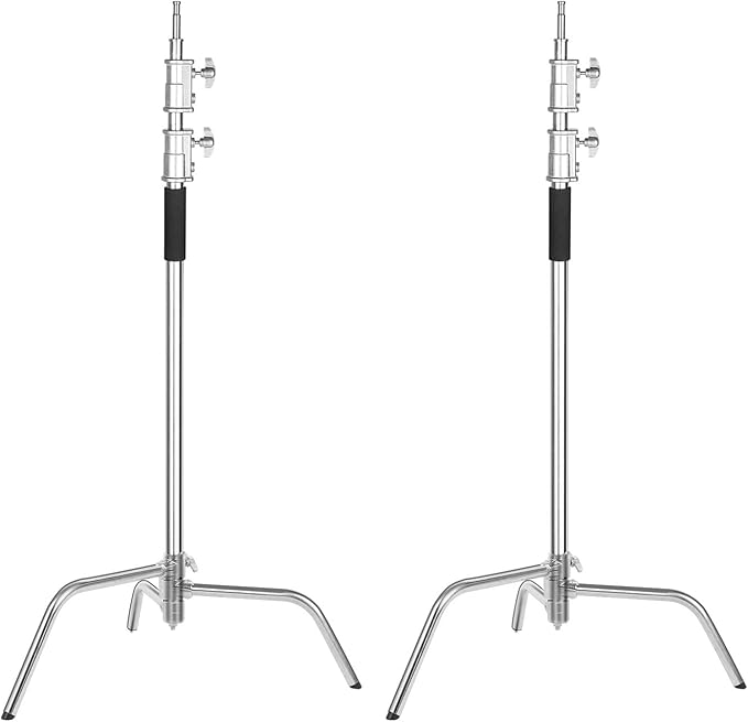Soonpho 2 Packs Heavy Duty C-Stand Kit,Stainless Steel Photography Light Stand Base,Adjustable 5-10.8 feet Sturdy Tripod for Studio Softbox, Monolights, Reflector, Umbrella