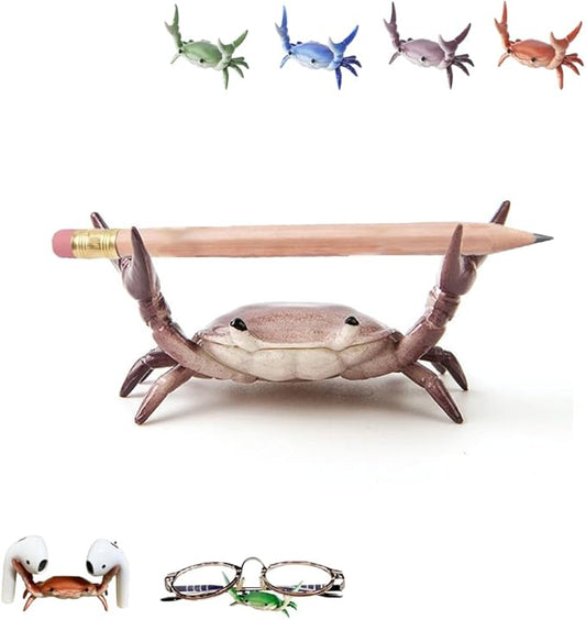 Crab Pen Holder for Desk, Cute Multifunctional Weightlifting Desk Crab Pencil Holder Organizer for Pens, Pencils & Makeup, Funny Desktop Decor Gift for Home Office School (Purple)