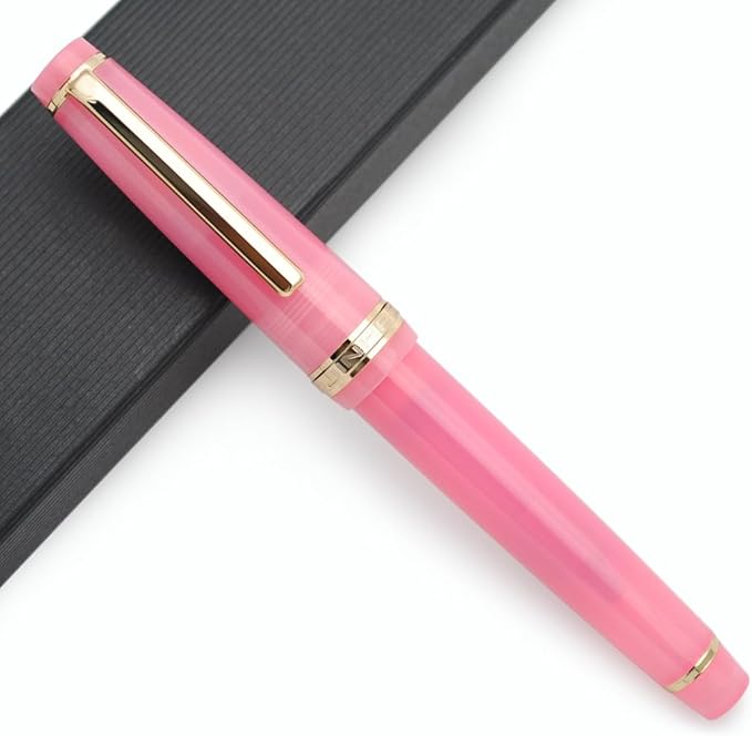 JINHAO 82 Fountain Pen (Transparent Rose Red,Fine Nib 0.5mm)