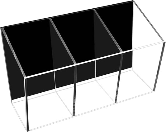 VACONICO Magnetic Pen Holder, Acrylic Dry Erase Marker Holder, Large Capacity Pencil Holder for Whiteboards, Fridge, Lockers Office School Supplies (Clear & 3 Compartments)