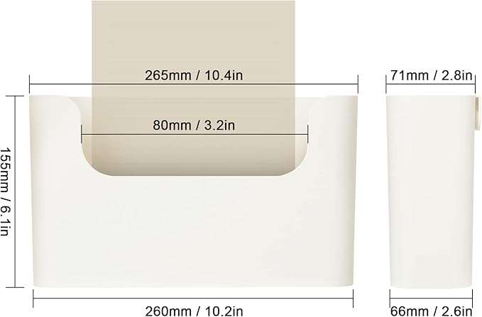 YOHOM No Drilling File Holder Wall Mails Magazines Organizer Adhesive Door Mount, Single Pocket, (White 1) (WHITE, 1 PCS)