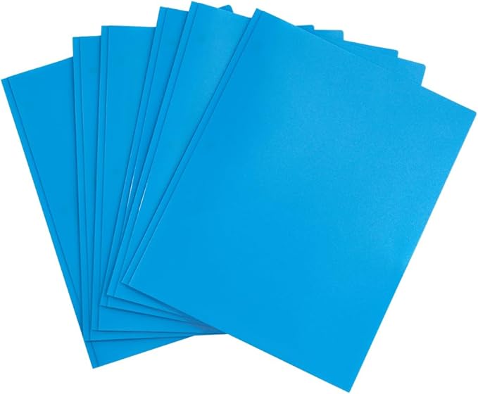 JAM PAPER Plastic Color POP Folders - 2 Pocket Durable Folders with Metal Prongs Fastener Clasps - Blue - 6/Pack