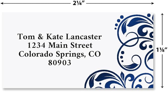Colorful Images Imperial Blue Foil Metallic Return Address Mailing Labels, Personalized with Names & Addresses, Set of 144 Custom Self Adhesive, Easy Peel Flat Label Sheets, 1-⅛ ”x 2-¼” Size