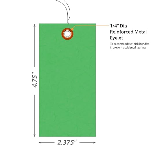 SmartSign Green Shipping Tags with Wire, Size #5, Pack of 1000 | 4 3/4" x 2 3/8"