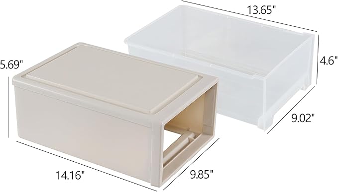 Xyskin 4-Pack 12 Quart Plastic Compact Stacking Drawer Unit, Stackable Desktop Storage Drawer Box