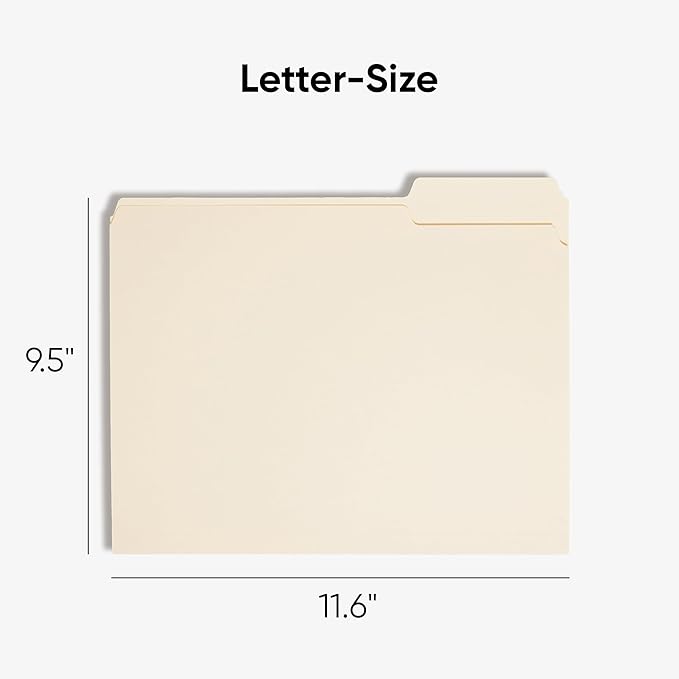 Smead File Folders Letter Sized, 1/3-Cut Tab, Assorted Positions, Letter Size Manila Folders, 100 Per Box (10330)