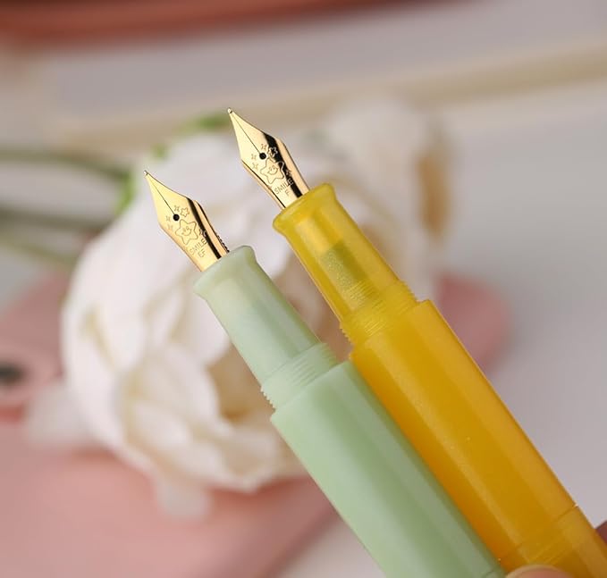 czxwyst Majohn Wancai 2.0 Mini Pocket-Size Eyedropper Fountain Pen (F Nib 0.5mm, Lemon Yellow)