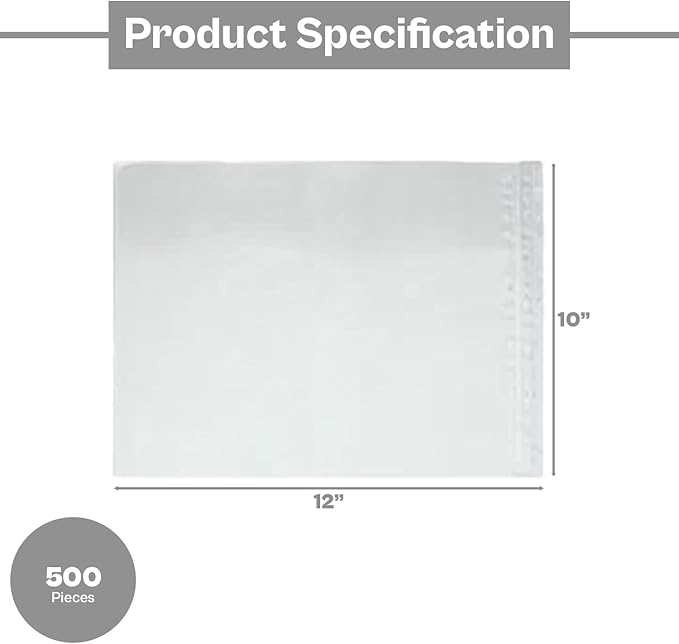 PSBM 500 PCS 10 x 12 Inch Clear Blank Packing List Envelopes, Shipping Documents Pouches/Sleeves for Mailing Labels, Invoices, Documents and Packing Slips