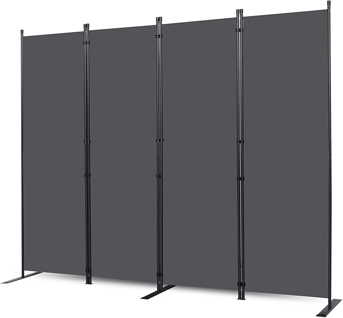 CHOSENM Wall Divider, 4 Panel Room dividers and Folding Privacy Screens with Wider Support Feet, 6 Ft Portable Privacy Screen for Room Separator, 88" W X 71" H, Grey