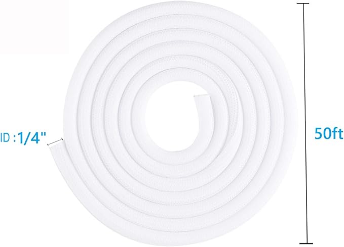 QCSIW 1/4" x50ft Split Sleeve Cable Organizer - Wire Protector Sleeving for Desk, PC, TV, Home Office | Cord Management Cover, Easy Install, White