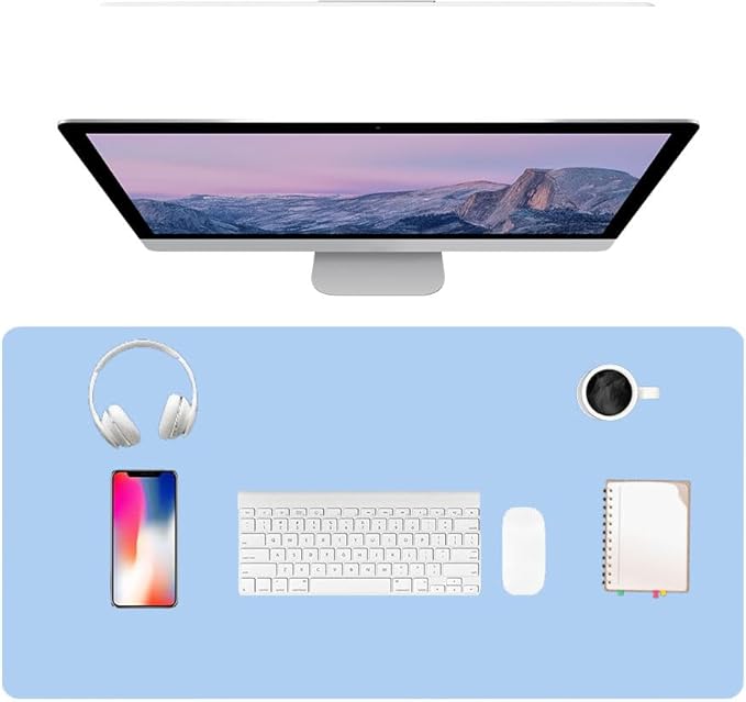 PU Leather Desk Pad Protector Gaming Mouse Pad Non Slip Desk Mat for Keyboard and Mouse Waterproof Desk Writing Pad for Office and Home Desk Accessories(Blue, 35.4 * 17.7)