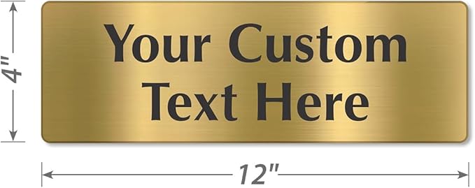 SmartSign Custom Brass Sign - 4" x 12", 40 mil REAL Bugle Brass Metal, Personalized Name Door Sign, Heavy-Duty Premium Engraved Door/Wall Mount Plaque for Business/Office, Gold and Black