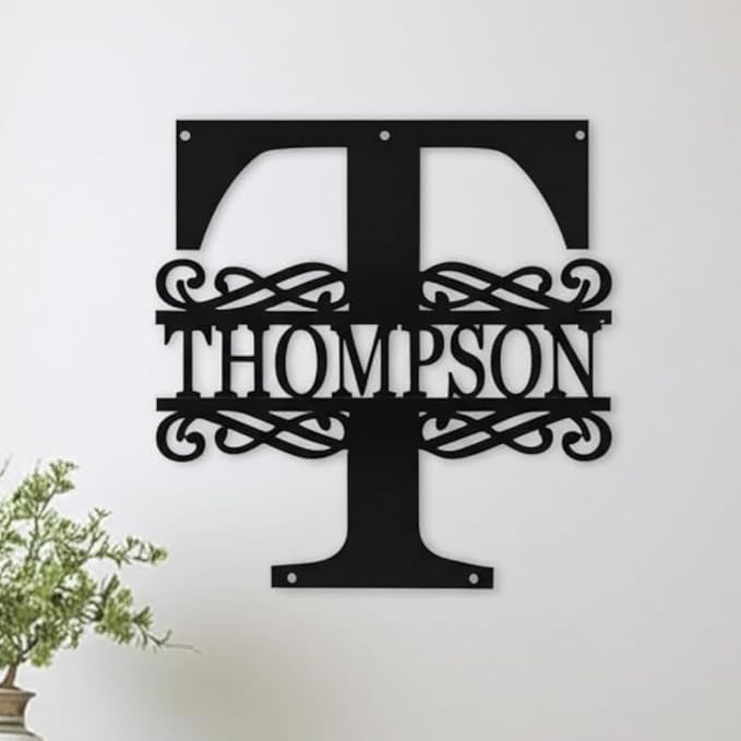 Custom Metal Signs | Personalized Monogram Name Sign | Outdoor Wall Art for Family Name | Custom Name Metal Sign, Last Name, Anniversary, Wedding Gifts for Women, Wife, Parents, couple (Design 2)