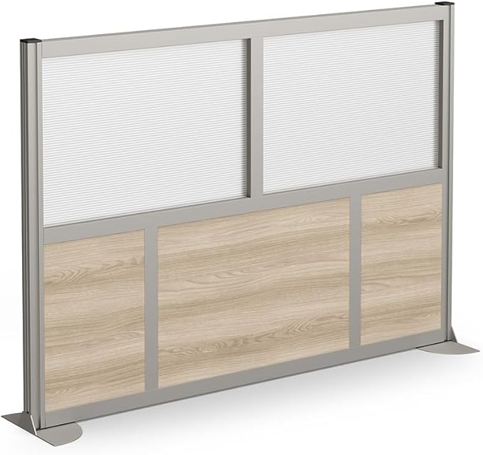 NBF Office Partitions - Cubicle Privacy Panel Wall Divider - Modern Room Separator with Quick Assembly - Indoor Laminate Free Standing Portable Room Divider Panel - 52" H x 73" W (Warm Ash)