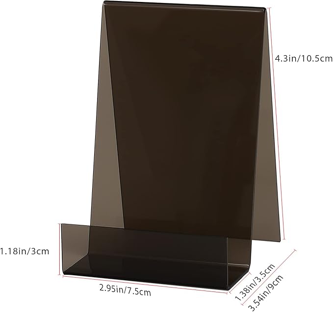 ZOEY Acrylic Book Stand with Ledge Black Display Easels Plate - 5 Pack Large Book Holder Easel Stand for Books Display, Music Sheets, Artworks, CD, Tablet Holder (Small)
