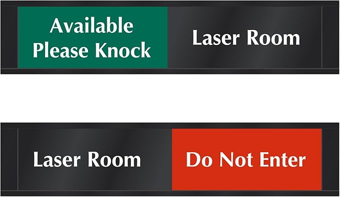 SmartSign Laser Room Available/Do Not Enter Please Knock Slider Sign, 2.25" x 10", 60 mil Plastic Plate in Aluminum Frame with Adhesive Backing, Privacy Indicator, Red/Green/Black, USA-Made