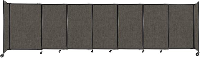 Versare Straightwall Sliding Portable Wall Partition | Freestanding Office Dividers | Locking Wheels | Temporary Room Separator | 15'6" Wide x 4' Tall Mocha Fabric Panels