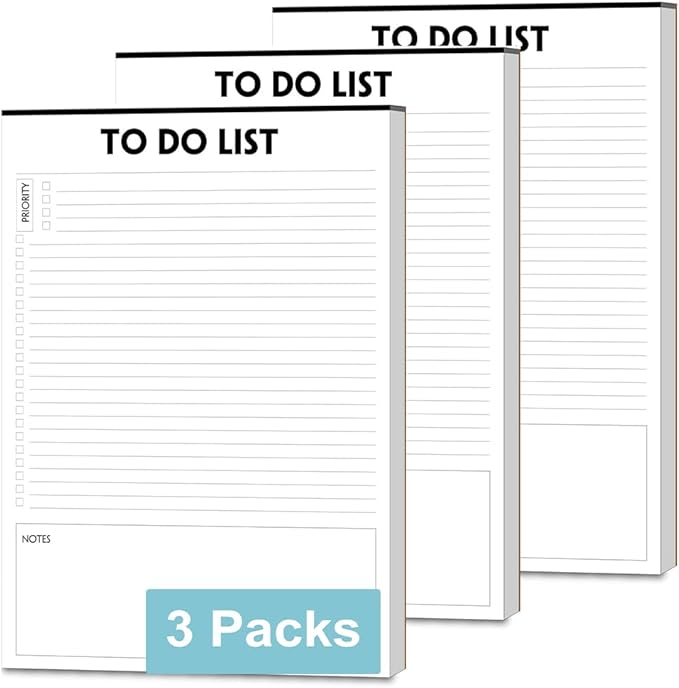 Nokingo (3 Packs) To Do List Notepad - 50 Sheets/Pad, Total 150 Sheets, To Do List Pad with Check List Organizing, Tear Off, Simple Script, College Ruled To Do Planner for Daily Task, 8.5"x11"
