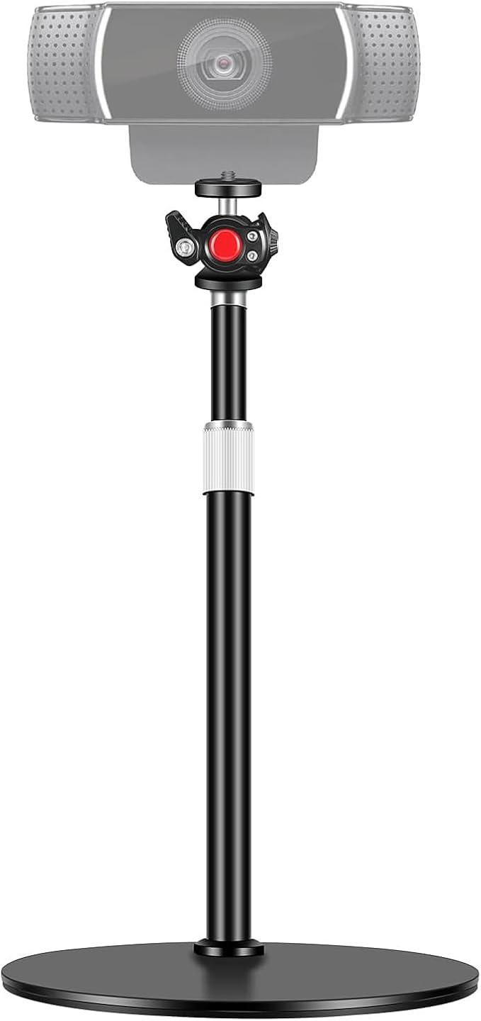 Nycetek Webcam Tripod Stand for Desk: Webcam Stand for Logitech Brio | C920 | C922 | C615 | C930e - Height & Angle Adjustable Desktop Tripod for Light & 1/4" Thread for Live Streaming | Video Calling