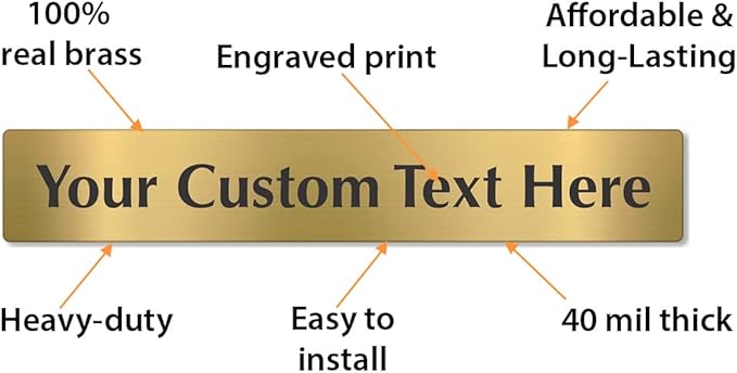 SmartSign Custom Brass Sign - 2" x 12", 40 mil REAL Bugle Brass Metal, Personalized Name Door Sign, Heavy-Duty Premium Engraved Door/Wall Mount Plaque for Business/Office, Gold and Black