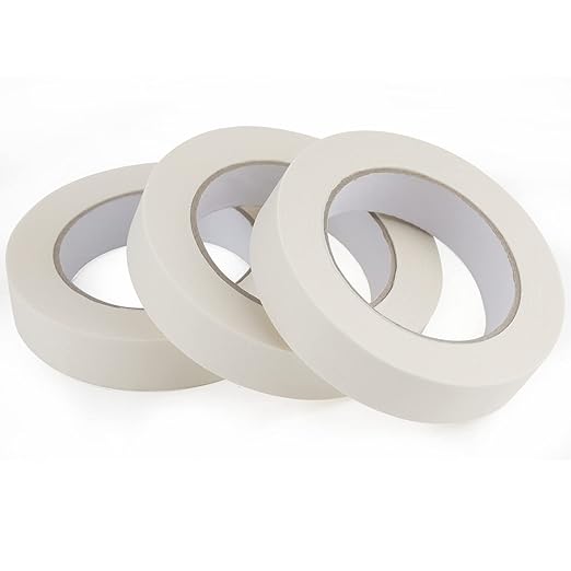 Lichamp Masking Tape 1 inch, 3 Pack General Purpose Beige White Masking Tape, 1 inch x 55 Yards x 3 Rolls (165 Total Yards)