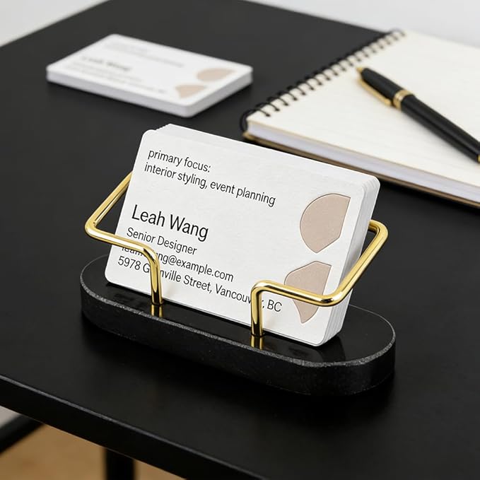 Qirvaten 2 Pieces Business Card Holder for Desk, Modern Business Card Display Stand, Gift Cards Organizer, Postcard Holder for Office, Reception, Desktop