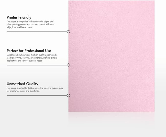 LUXPaper 8.5" x 11" Paper | Letter Size | Rose Quartz Metallic | 80lb. Text | 50 Qty
