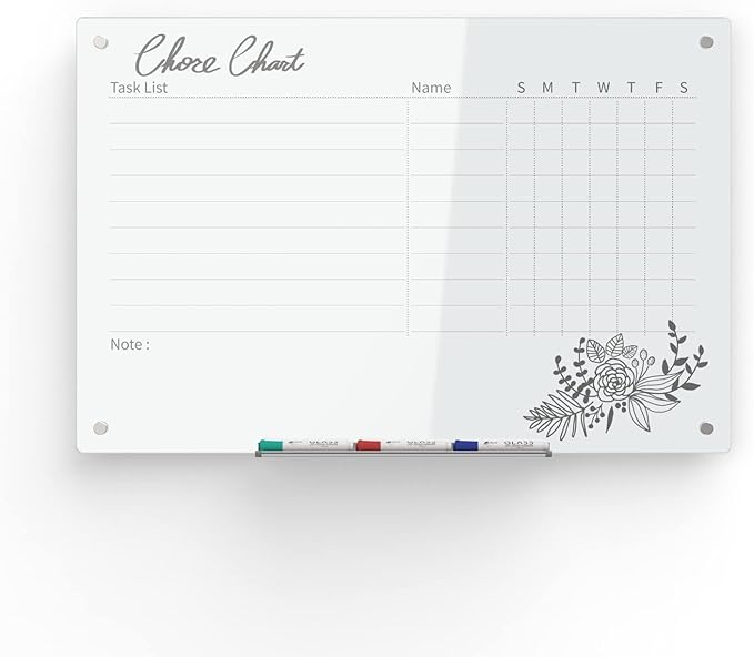 Audio-Visual Direct Magnetic Weekly Planner Dry-Erase Board for Wall - 24" x 36" - (Chore Chart, White)